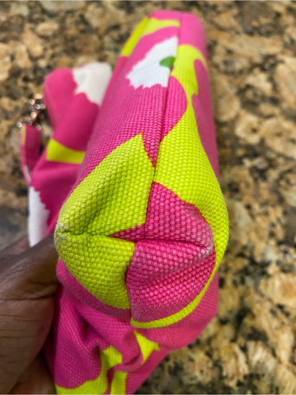 Marimekko Pink Green Yellow Unikko Canvas Crossbody Bag - Picture 7 of 7